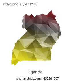 Uganda map in geometric polygonal,mosaic style.Abstract gems triangle,modern design background. Vector illustration EPS10