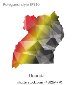 Uganda map in geometric polygonal,mosaic style.Abstract gems triangle,modern design background. Vector illustration EPS10