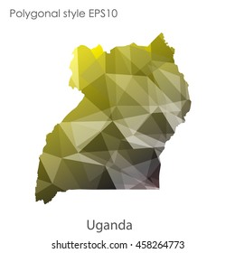 Uganda map in geometric polygonal,mosaic style.Abstract gems triangle,modern design background. Vector illustration EPS10