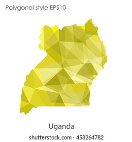 Uganda map in geometric polygonal,mosaic style.Abstract gems triangle,modern design background. Vector illustration EPS10