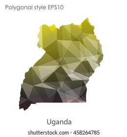 Uganda map in geometric polygonal,mosaic style.Abstract gems triangle,modern design background. Vector illustration EPS10