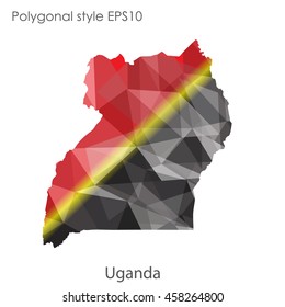 Uganda map in geometric polygonal,mosaic style.Abstract gems triangle,modern design background. Vector illustration EPS10