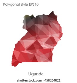 Uganda map in geometric polygonal,mosaic style.Abstract gems triangle,modern design background. Vector illustration EPS10