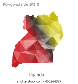 Uganda map in geometric polygonal,mosaic style.Abstract gems triangle,modern design background. Vector illustration EPS10