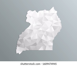 Uganda map gray in polygonal style on dark background. isolated vector illustration eps 10.