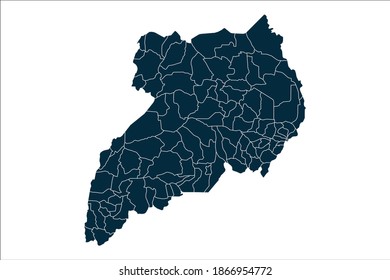 uganda map High Detailed on white background.