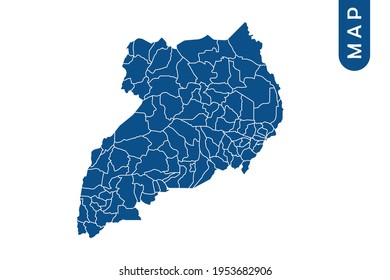 Mapa de Uganda Alto detalle sobre fondo blanco. Resumen de la ilustración vectorial de diseño eps 10