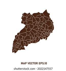 Mapa de Uganda Alto detalle sobre fondo blanco. Resumen de la ilustración vectorial de diseño eps 10