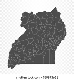 Uganda map isolated on transparent background