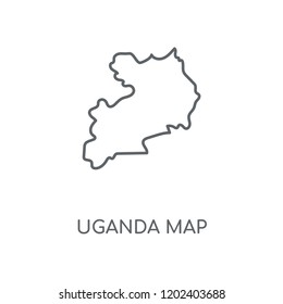 Uganda map linear icon. Uganda map concept stroke symbol design. Thin graphic elements vector illustration, outline pattern on a white background, eps 10.