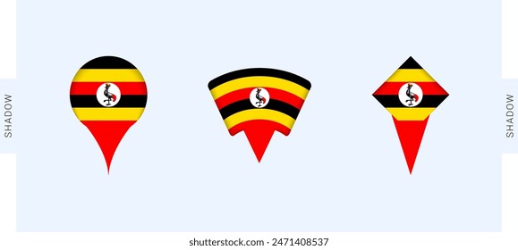 Uganda Map Markers Set. Perfect for projects related to Uganda, travel, geography, and international representation. Vector collection.