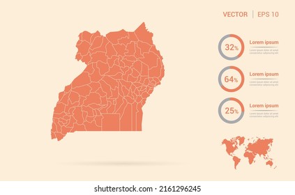 Uganda map orange abstract infographic vector.