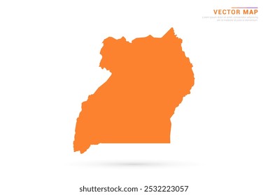 Mapa de Uganda - Estilo abstracto anaranjado aislado en el Vector de fondo blanco.