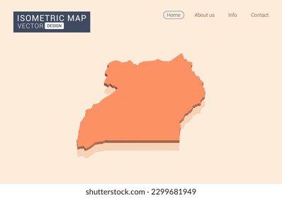 Uganda map orange with isometric vector.