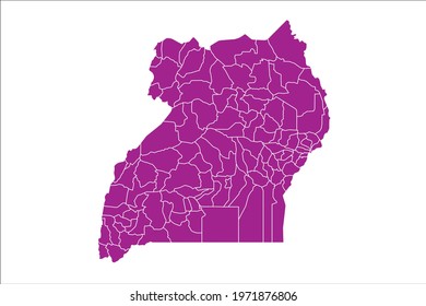 Uganda Map pink Color on White Backgound