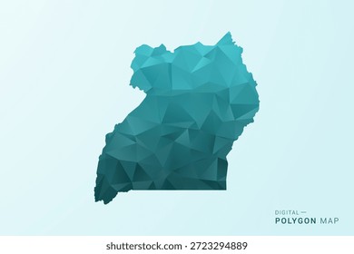 Uganda Karte - Polygon Stil Vektorgrafik in blau-grün Low Poly geometrischen Design, moderne minimale Silhouette.