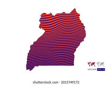 Uganda mapea el rojo y el azul del abstracto con el vector de ondas dinámicas.