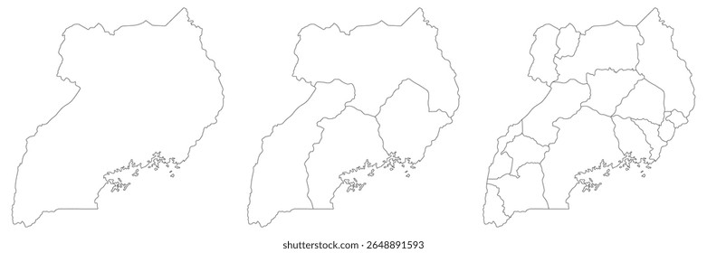 Mapa de Uganda. Mapa de Uganda em conjunto com cor branca sem Lago Vitória