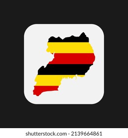 Uganda map silhouette with flag on white background