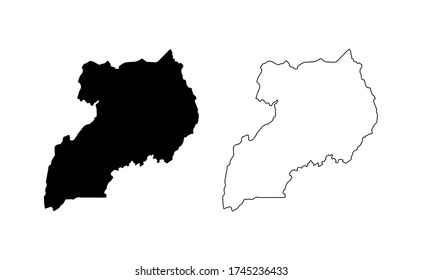 Uganda Map Silhouette Line Country Africa Stock Vector (Royalty Free ...