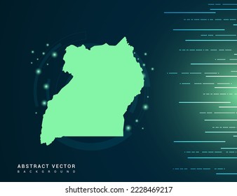 Mapa ugandés del vector verde futurista de fondo.