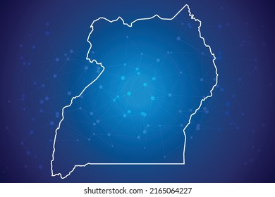 Uganda Map Technology  with network connection background
