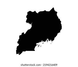 Uganda Map. Ugandan Country Map. Black and White National Nation Geography Outline Border Boundary Territory Shape Vector Illustration EPS Clipart