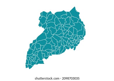 Uganda map vector, Abstract design vector illustration Eps 10. sea color palette color.High Detailed on white background.
