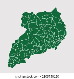 Uganda map vector, Abstract design vector illustration Eps 10. Green color palette color. High Detailed on white background.