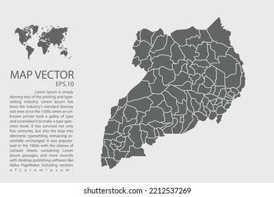 Uganda map vector, Abstract design vector illustration Eps 10. High Detailed on white background.