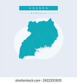 Uganda map vector illustration on white background. Map have all province and mark the capital city of Uganda.