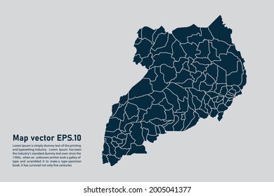 Uganda map vector. isolated on light gray background