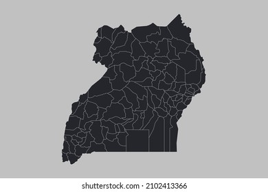 Uganda-Karte, Vektorgrafik einzeln auf grauem Hintergrund