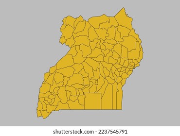 Uganda map vector, Isolated on gray background