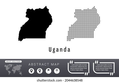 Uganda map vector set halftone dots black.