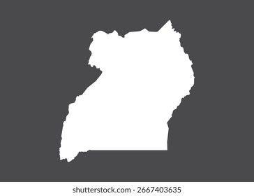 Uganda mapa vetor, cor branca, Não isolado no fundo escuro