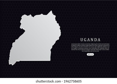 Uganda Map - World Map International vector template with White Color isolated on hexagon background - Vector illustration eps 10