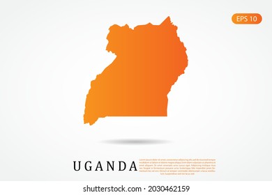 Mapa de Uganda - Mapa Mundial de la plantilla vectorial internacional con color degradado naranja aislado en fondo blanco - Ilustración vectorial eps 10