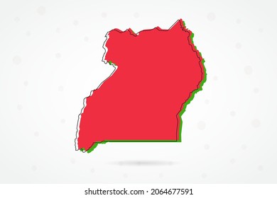 Mapa de Uganda - Mapa Mundial Plantilla vectorial internacional con bosquejo rojo, verde y negro aislado en fondo blanco - Ilustración vectorial 10