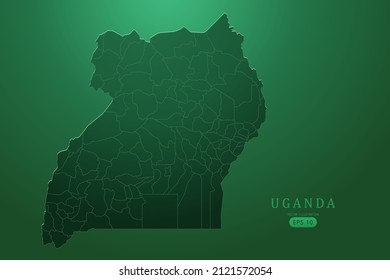 Uganda Map - World Map International vector template with High detailed and Green gradient color isolated on green background for design, infographic - Vector illustration eps 10
