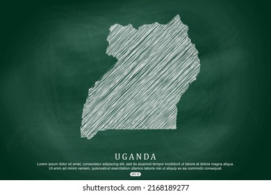 Uganda Map - World Map International vector template with white outline graphic sketch and old school style  isolated on Green Chalkboard background - Vector illustration eps 10