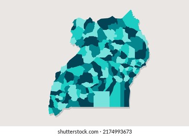Uganda Map - World Map International vector template with High detailed including blue and green outline color isolated on white background - Vector illustration eps 10