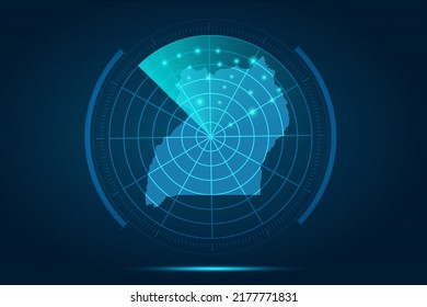 Uganda Map - World Map International vector template with futuristic circle radar style HUD, GUI, UI interface isolated on blue background for design, infographic - Vector illustration eps 10