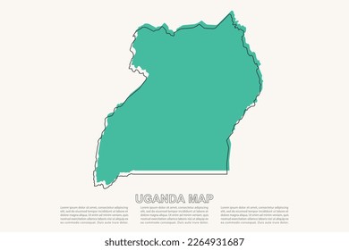 Uganda Map - World map International vector template with black and green geometric shapes and lines style isolated on white background for design, infographic, website - Vector illustration eps 10