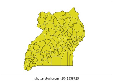 Uganda map yellow Color on White Background