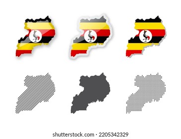 Uganda - Maps Collection. Six maps of different designs. Set of vector illustrations