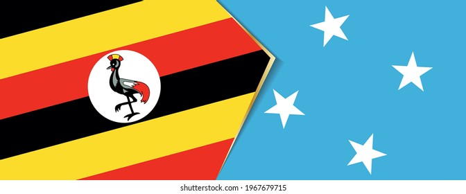 Uganda and Micronesia flags, two vector flags symbol of relationship or confrontation.