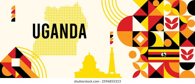 Uganda National day banner design with dotted map