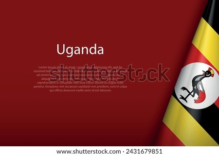 Uganda national flag isolated on dark background with copyspace