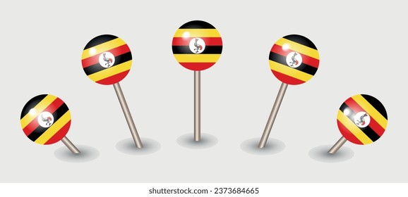 Uganda national flag map marker pin icon illustration
